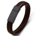 Men's DIY Engraved Leather Fashionable Bold Father's Day Stainless Steel Woven Bracelet Jewelry_ipsvogv.com