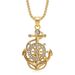 New Hip-Hop Jewelry Titanium Steel Vacuum Gold Plated Diamond-Studded Anchor Pendant Necklace_ipsvogv.com