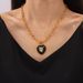 Hepburn Style Personalized Design Peach Heart Drip Oil Inlaid Zircon Pendant Titanium Steel Gold-plated Fashionable_ipsvogv.com