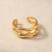 Brass Gold-Plated High Color Retention Minimalist Geometric Line For Women Ins Style Adjustable Open Finger Ring_ipsvogv.com