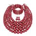 Exaggerated beaded three piece set with multi-layer pearl necklace Jewelryset 2420_ipsvogv.com
