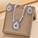 Women’s Jewelry Set Fashion Bridal Round Zircon Wax Inlaid Jewelry Earrings Necklace Set Wedding Accessories_ipsvogv.com