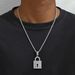 Small niche personality style trendy men's with simple inlaid lock design pendant Cuban chain versatile necklace_ipsvogv.com