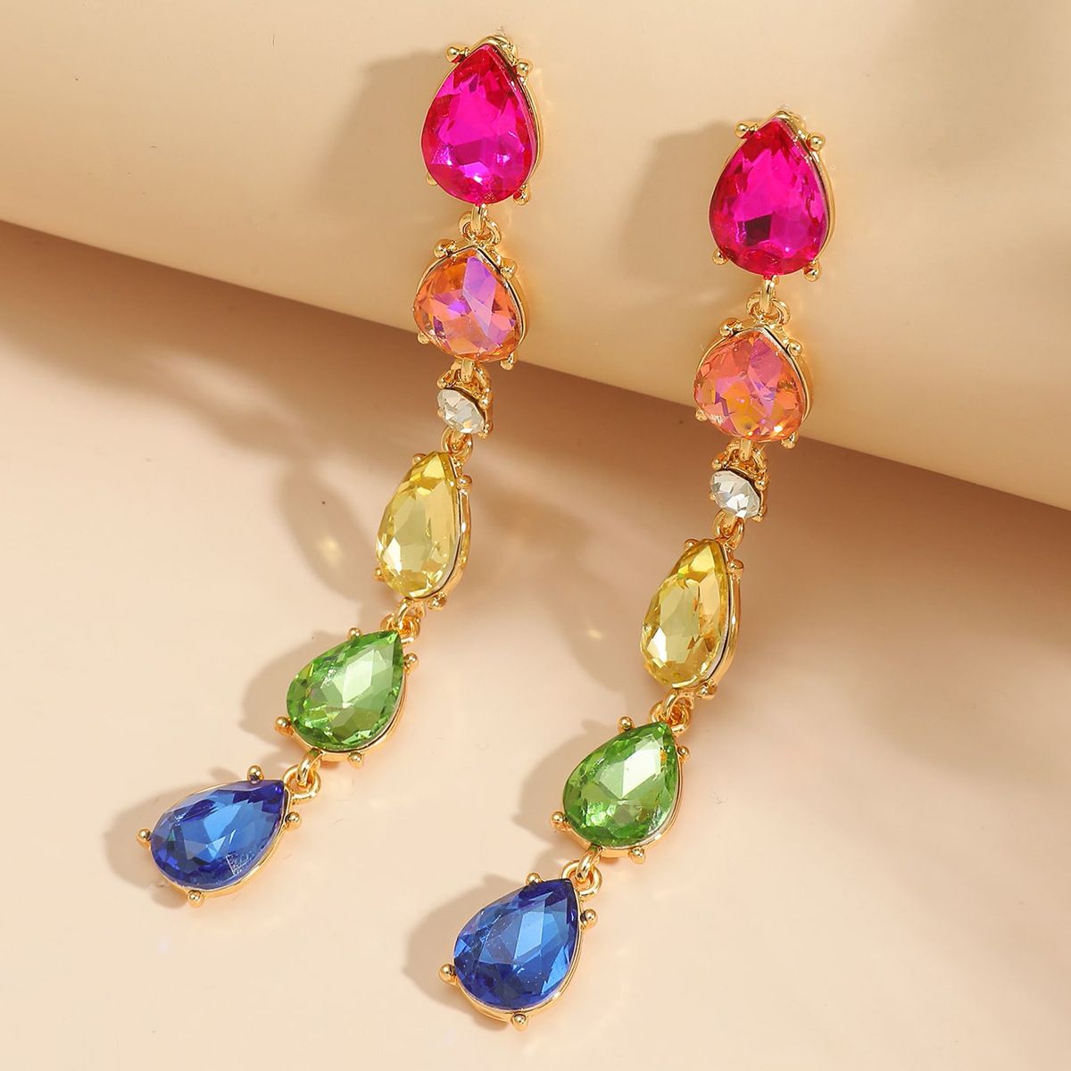 Ins Earrings Personalized Colorful Diamond Crystal Earrings Personalized All Match Net Red Earrings_ipsvogv.com