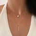 Geometric Long Strip Single Circular Double-layer Necklace, Women's Style, Simple And Fashionable, Diamond Studded_ipsvogv.com