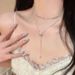 【 5837 People Collection 】 Double Layered Bow Zircon Tassel Necklace For Women 2024 New Collarbone Chain Light Luxury_ipsvogv.com