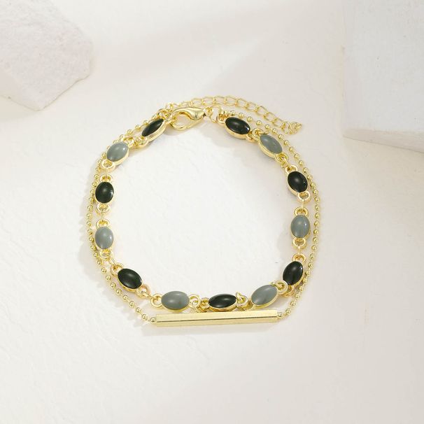 Double Layer French Retro Contrast Color Bracelet Female Ins Niche Design Cold Style Bracelet Temperament_ipsvogv.com