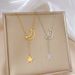 【 Full Body Titanium Steel 】 Star Moon Geometry Niche Design Minimalist Pendant Short Collarbone Chain Korean Version_ipsvogv.com
