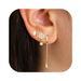 Unisex Hot Selling Real Gold Brass Electroplating Inlaid Zirconium Chain Tassel Earrings Flower Earrings Earrings Three Piece Set_ipsvogv.com