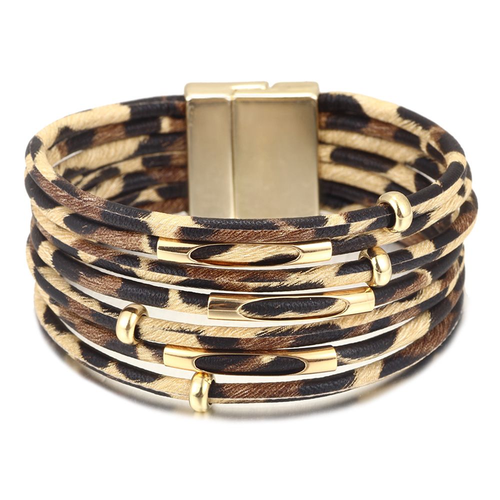 Women's Jewelry Leopard Print Bracelet Popular Multi Layer Magnetic Buckle Bracelet_ipsvogv.com