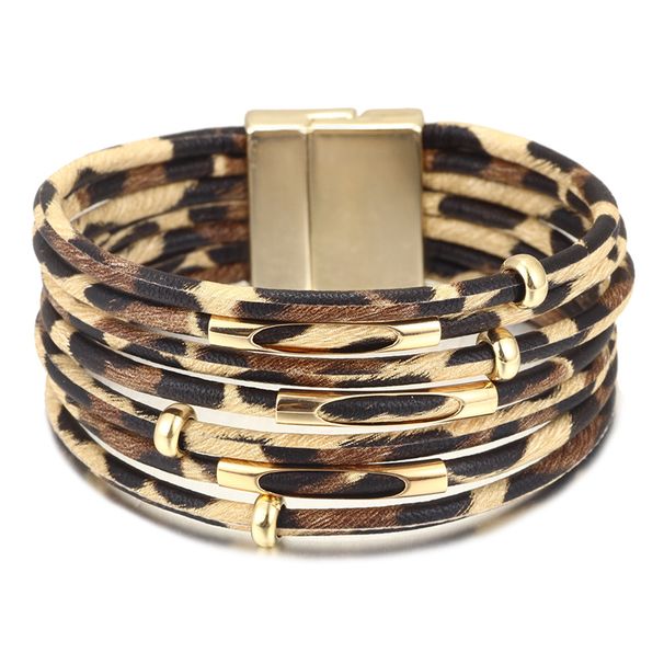 Women's Jewelry Leopard Print Bracelet Popular Multi Layer Magnetic Buckle Bracelet_ipsvogv.com
