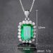 Cao Shi's New Rectangular Emerald Zircon Necklace Colorful Treasure Pendant Women's Necklace Ornament_ipsvogv.com