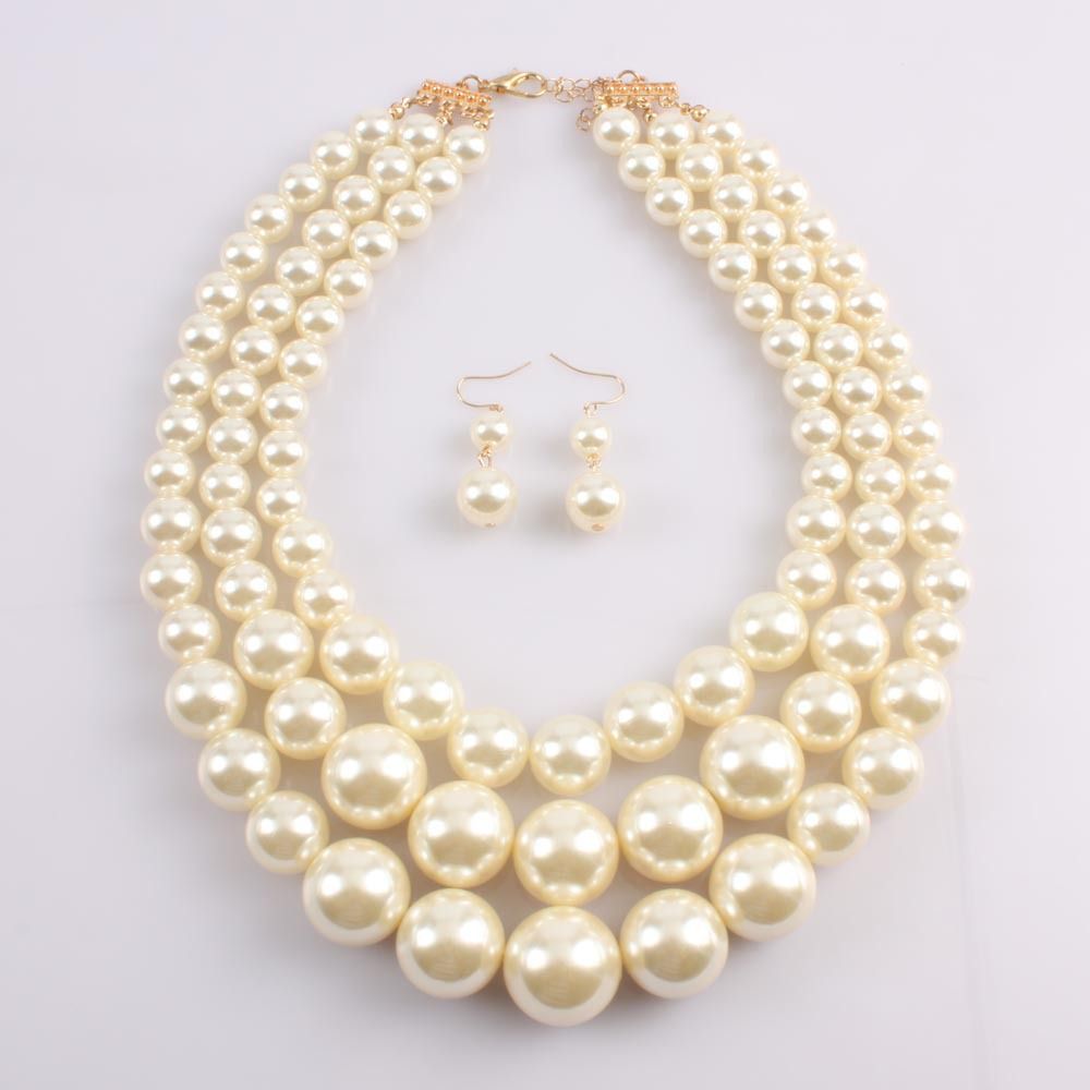 Exaggerated pearl short multi-layer clavicle chain minimalist fashion necklace jewelry 6420_ipsvogv.com