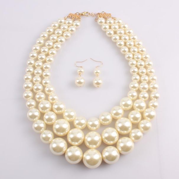 Exaggerated pearl short multi-layer clavicle chain minimalist fashion necklace jewelry 6420_ipsvogv.com