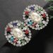 Popular Colored Diamond Oval Pearl Ear Clips European And American High-end Geometric Earrings Accessories Earrings_ipsvogv.com