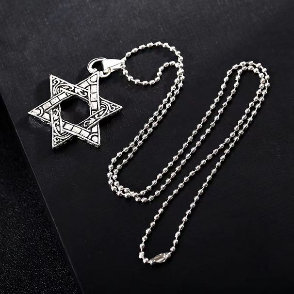 Stainless Jewelry, Titanium Steel Necklace, Men's Double-sided Hexagonal Alloy Pendant, Personalized Hip-hop Accessories_ipsvogv.com