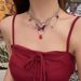 Dark Punk Style Red Necklace Female Heavy Industry Subculture Y2K Clavicle Chain Sweet Cool Hot Girl Necklace New Year Trend_ipsvogv.com