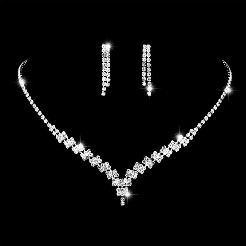 Women’s Jewelry Set Fashion Wedding Dress Accessories Evening Jewelry Exquisite Bridal Diamond Jewelry Necklace Earrings Set Fashionable And Versatile_ipsvogv.com