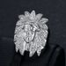 New Hip-Hop Titanium Steel Gold-Plated Diamond-Studded Indian Chief Men's Ring_ipsvogv.com