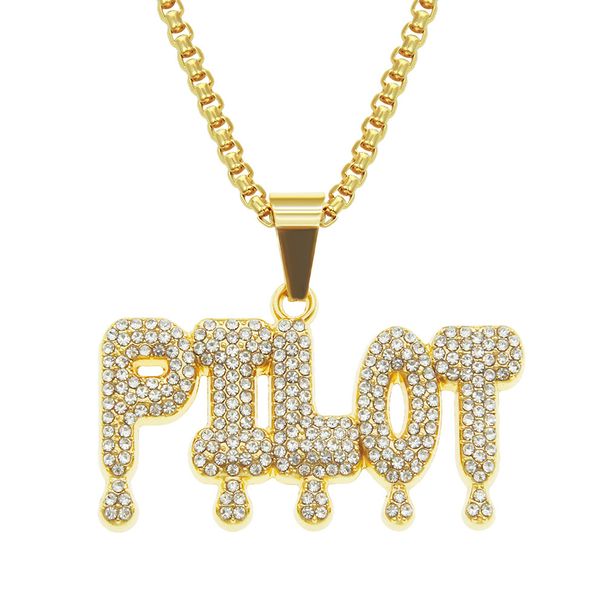 Hiphop men's inlaid necklace jewelry hiphop full diamond creative personalized letter pendant accessories_ipsvogv.com