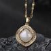 Temperament Gold Square Titanium Steel Necklace Versatile Zircon Necklace Temperament Colorful Mabei Necklace_ipsvogv.com