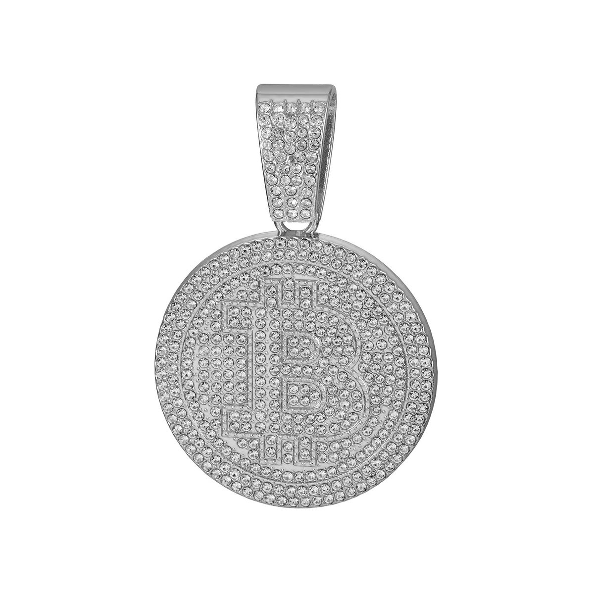 Bit-B Round Plate Full Diamond Hip-hop Rapper Long Men's Cuban Necklace Accessory_ipsvogv.com