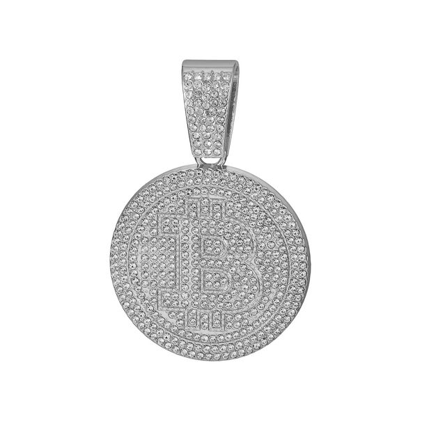 Bit-B Round Plate Full Diamond Hip-hop Rapper Long Men's Cuban Necklace Accessory_ipsvogv.com