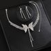 Wedding Butterfly Necklace Earrings Bridal Accessories Banquet Jewelry Set_ipsvogv.com