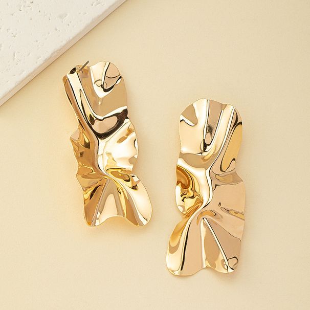Jewelry Wrinkled Metal Irregular Exaggerated Minimalist Style High-end Earrings_ipsvogv.com