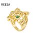 Hiphop Copper Inlaid Zircon Domineering Men's And Women's Closed Mouth Super Sparkling Large Full Leopard Head Ring_ipsvogv.com