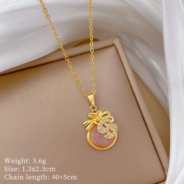 】 Bag 【 Coins Lucky Light Luxury Charm Gorgeous Full Diamond Necklace Women's Versatile Clavicle Chain Titanium Steel 【 】_ipsvogv.com