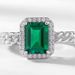 Geometric Cultivated Emerald Light Luxury Ring Female S925 Full Inlaid Colored Gem Twist Finger Ring Retro_ipsvogv.com