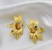 Gold-Plated Copper Luxury High-End Color-Block Flower Stud For Women S Silver Needle Exaggerated Personality Ins Style_ipsvogv.com