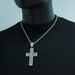 Fashion Hip Hop Street Style White Diamond Alloy Hollow Cross Pendant Necklace Classic Versatile Jewelry_ipsvogv.com