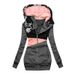 Women's Clothing women's sweatshirt zipper color matching print hooded long sleeved jacket_ipsvogv.com
