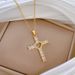 】 Love 【 Cross Light Luxury Charm Gorgeous Full Diamond Necklace Women's Versatile Clavicle Chain Titanium Steel 【 】_ipsvogv.com