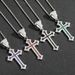 Unisex Hip Hop Colored Cross Pendant For Men And Women Personalized Rap Micro Inlaid Zircon Trendy Hip Hop Necklace_ipsvogv.com