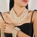 Exaggerated beaded three piece set with multi-layer pearl necklace Jewelryset 2420_ipsvogv.com