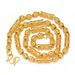 Men's Sand Gold Men's Hollowed Out Carved Grid Cylinder With Frosted Round Bead Necklace Is Fashionable_ipsvogv.com