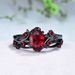 Three Heroes Red Spear Black Rose Branch Cross Pair Ring_ipsvogv.com