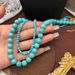 Medieval Western Jewelry Turquoise Round Bead Light Luxury Niche Design Trendy Stacked Necklace For Women_ipsvogv.com