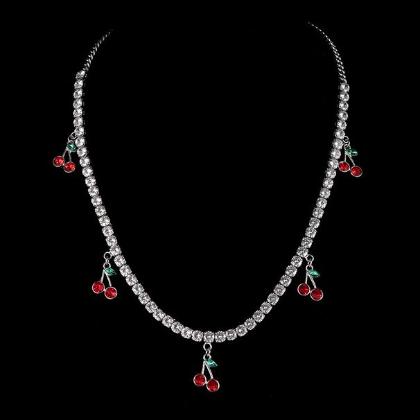 Women’s Jewelry Set Fashion Cherry Tennis Necklace New Gift For Women Cold Style Niche Simple Design Clavicle Necklace Accessories_ipsvogv.com