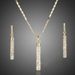 Fashion And Creative Diamond Inlaid Cylindrical Rod Earrings Necklace Set Accessories_ipsvogv.com
