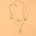 Fashion Multi Layer Pearl Necklace Retro Alloy Diamond Letter Pendant Clavicle Chain Necklace Female_ipsvogv.com