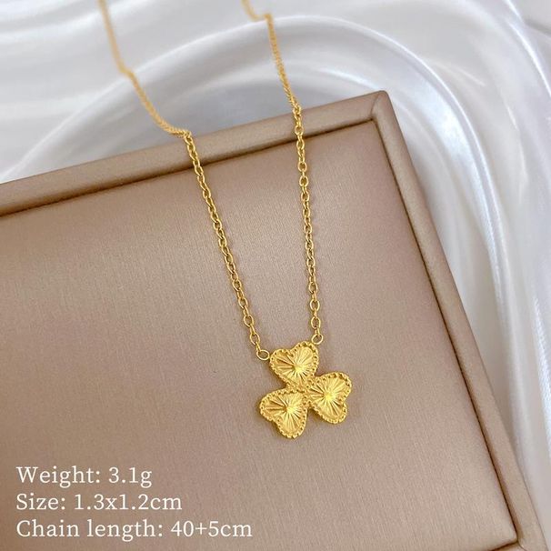 Fashion Three-leaf Grass Necklace Women Grass Flower Dazzling Temperament Flower Clavicle Chain Versatile Pendant Trendy_ipsvogv.com