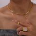 Double Layered Heart-shaped Pendant With Pearl Splicing, Copper Plated Real Gold Necklace For Women_ipsvogv.com