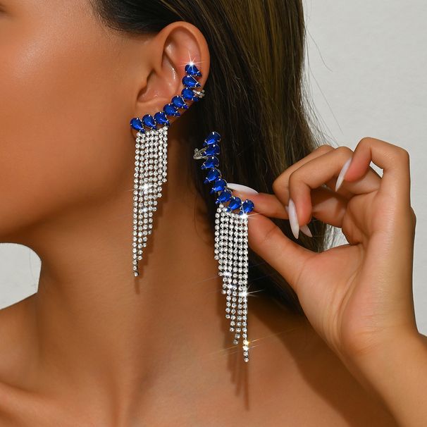 Unisex Earrings Personalized Tassel Earrings Fashionable Temperament Super Flash Diamond Claw Chain Earrings_ipsvogv.com