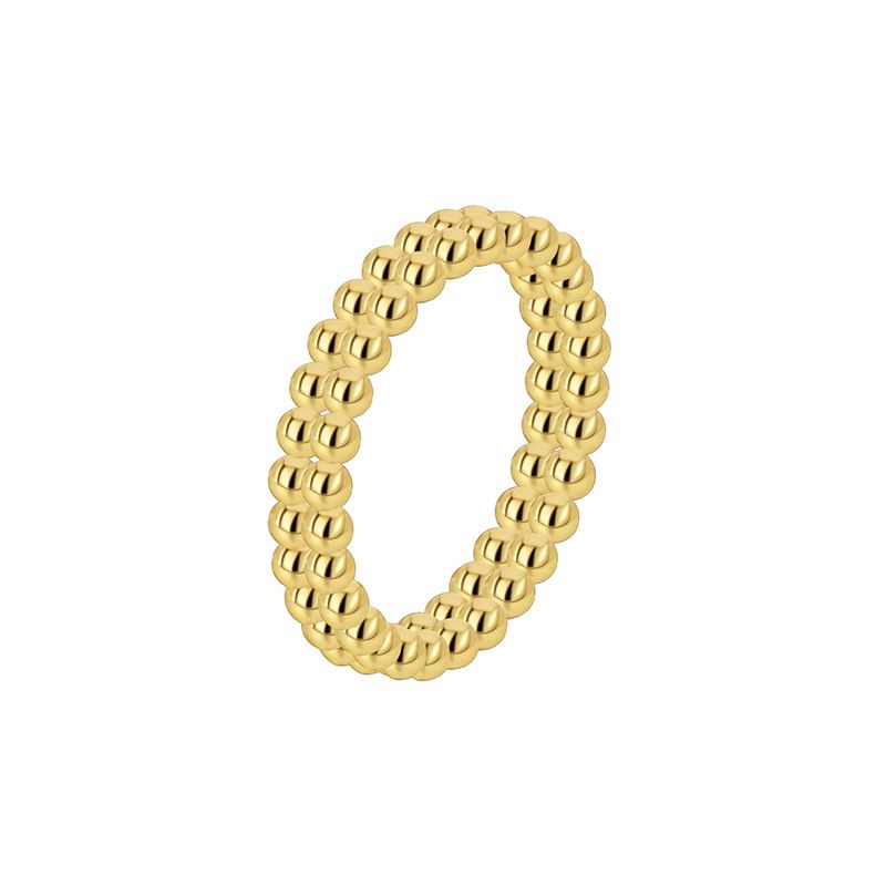 Personality Exaggerated Niche Design Cold Style Ring Female Copper Plated Real Gold Dense Small Round Bead Ring_ipsvogv.com