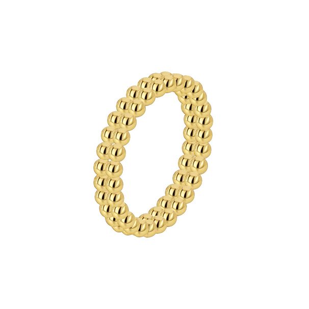 Personality Exaggerated Niche Design Cold Style Ring Female Copper Plated Real Gold Dense Small Round Bead Ring_ipsvogv.com