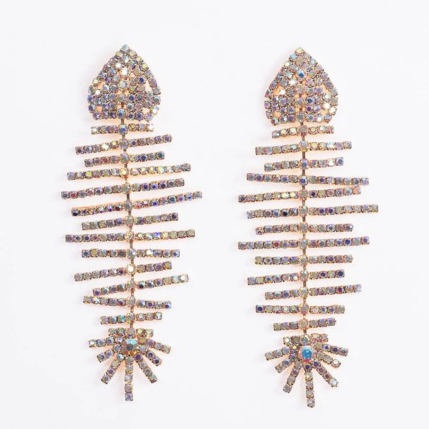 rhinestone earrings temperament exaggerated earring nightclub fish bone earring earrings_ipsvogv.com